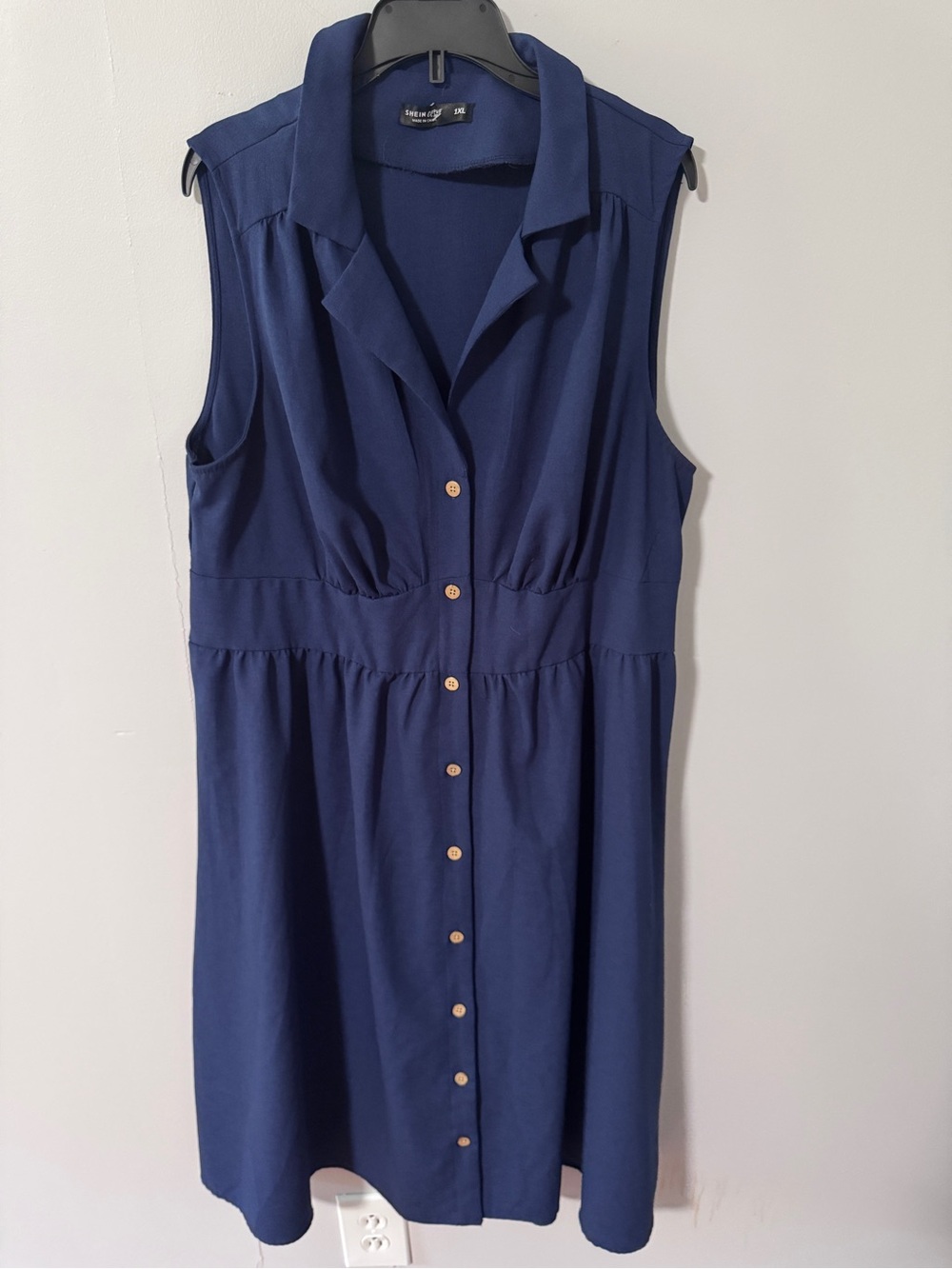 SHEIN Navy Sleeveless Button-Front Collared Mini Dress